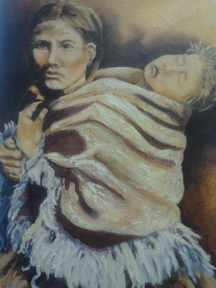 Navajo Woman and Child, Oil, $695.00